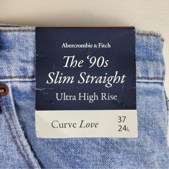 Abercrombie & Fitch Plus The 90s Slim Straight Ultra High Rise Curve Love Jeans - Picture 8 of 9